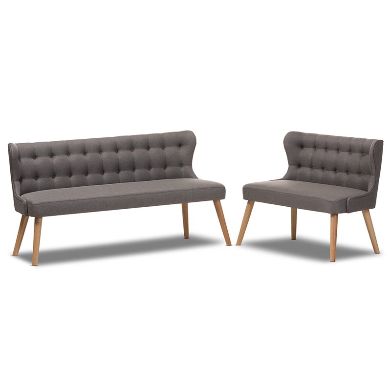 Allora 2 Piece Tufted Wingback Sofa Set in Gray