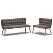Allora 2 Piece Tufted Wingback Sofa Set in Gray