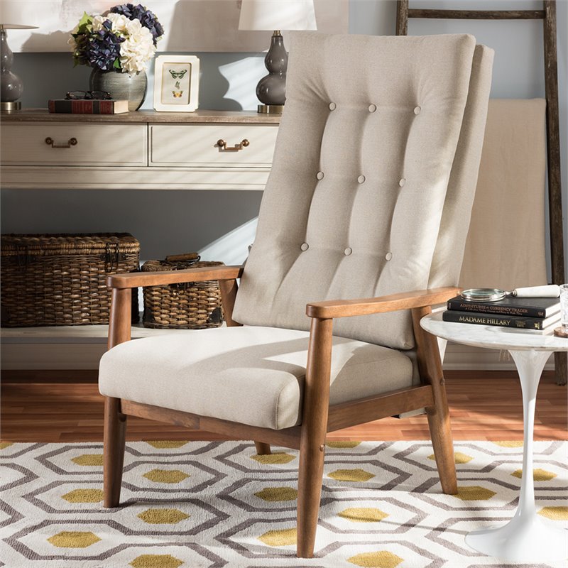 Allora Tufted Accent Chair in Light Beige and Brown