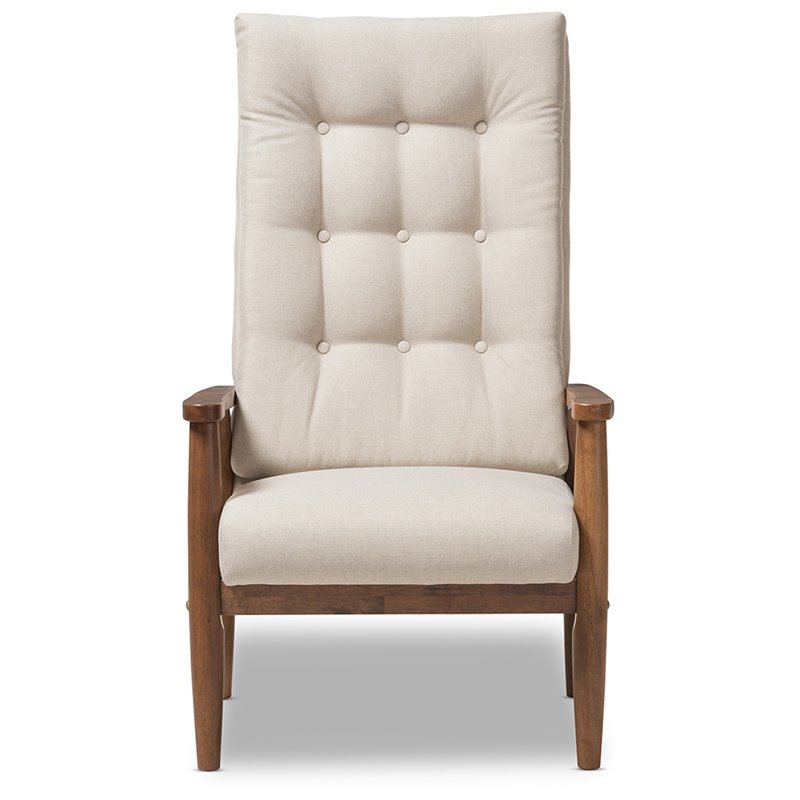 Allora Tufted Accent Chair in Light Beige and Brown