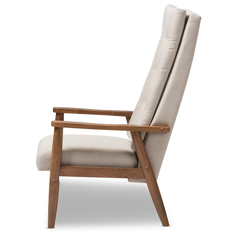 Allora Tufted Accent Chair in Light Beige and Brown