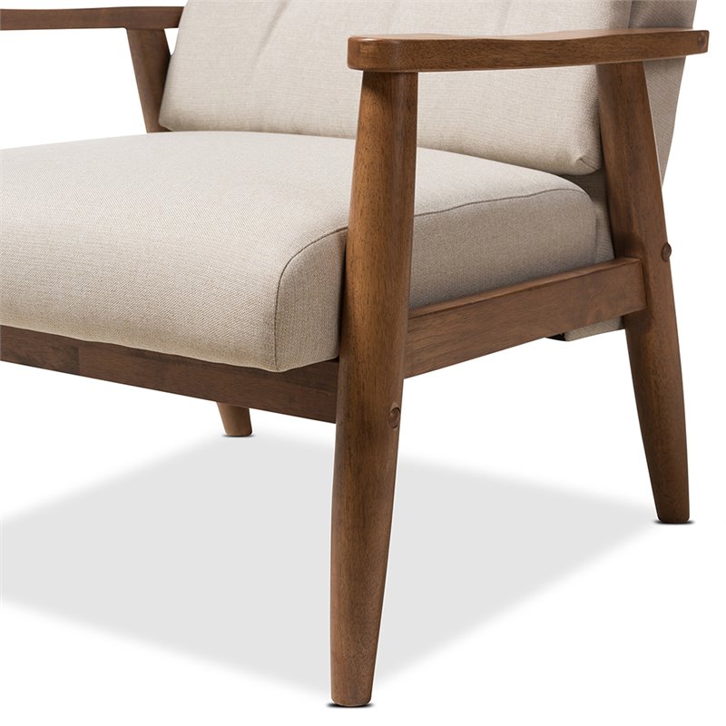 Allora Tufted Accent Chair in Light Beige and Brown