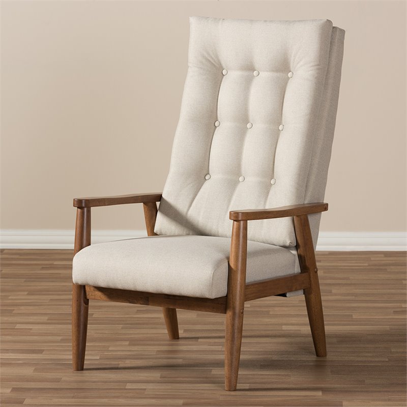 Allora Tufted Accent Chair in Light Beige and Brown