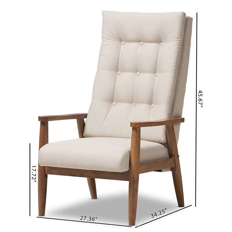 Allora Tufted Accent Chair in Light Beige and Brown