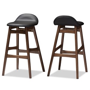 Allora 30&quot Faux Leather Bar Stool in Black (Set of 2)