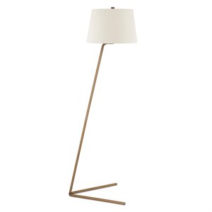 Allora Mid Century Modern Tilted 60.75&quot Floor Lamp with Fabric Shade in Brass