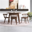 Allora Mid-Century Dining Set Solid Wood Table and Chairs in Brown