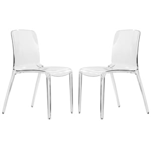 Allora Mid-Century Modern Dining Side Chair in Clear (Set of 2)