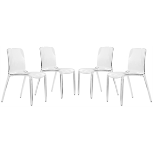 Allora Mid-Century Modern Dining Side Chair in Clear (Set of 4)
