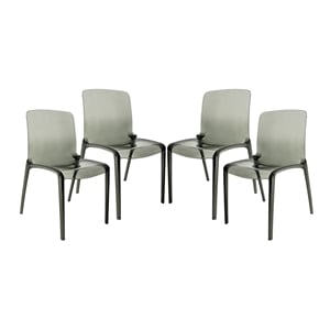 Allora Mid-Century Modern Dining Side Chair in Black (Set of 4)