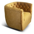 Allora Mid-Century Velvet Upholstered Tufted Back Swivel Chair in Gold Yellow