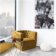 Allora Mid-Century Velvet Upholstered Tufted Back Swivel Chair in Gold Yellow