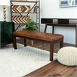 Allora Mid-Century Modern Stitched Genuine Leather Upholstered Bench in Tan