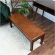 Allora Mid-Century Modern Stitched Genuine Leather Upholstered Bench in Tan