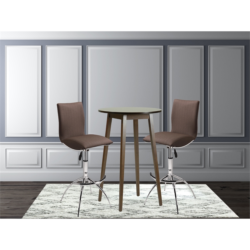 Allora Mid Century Modern Wood Bar Table Set in Cappuccino