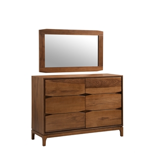 Allora Wood Walnut Dresser Rectangular Mid-Century 33.46&quotH x 47.24&quotW x 15.55&quotD Assembled