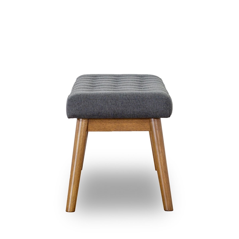 Allora Button-Tufted Fabric Upholstered Bench in Seaside Gray