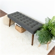 Allora Button-Tufted Fabric Upholstered Bench in Seaside Gray
