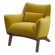 Allora Mid-Century Velvet Upholstered Tight Back Armchair in Yellow