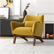Allora Mid-Century Velvet Upholstered Tight Back Armchair in Yellow