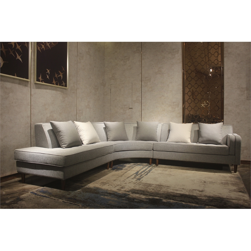 Allora Mid Century Left Hand Facing Sectional in Gray