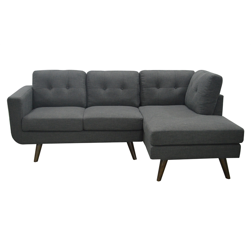 Allora Mid-Century Polyester Fabric Sectional in Charcoal Gray