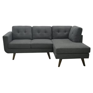 Allora Mid-Century Polyester Fabric Sectional in Charcoal Gray