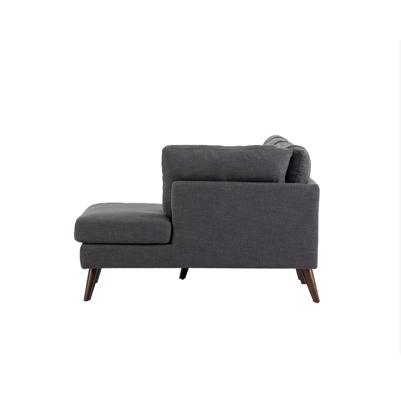 Allora Mid-Century Polyester Fabric Sectional in Charcoal Gray