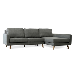 Allora Mid Century Modern Sectional Right Chaise Sofa in Dark Gray
