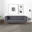 Allora Mid-Century Modern Tufted Back Fabric Sofa in Grey