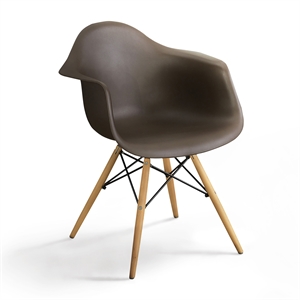 Allora 18.13&quot Mid-Century Plastic Dining Arm Chair in Brown (Set of 2)