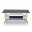Allora Mid-Century Glass Coffee Table in Navy