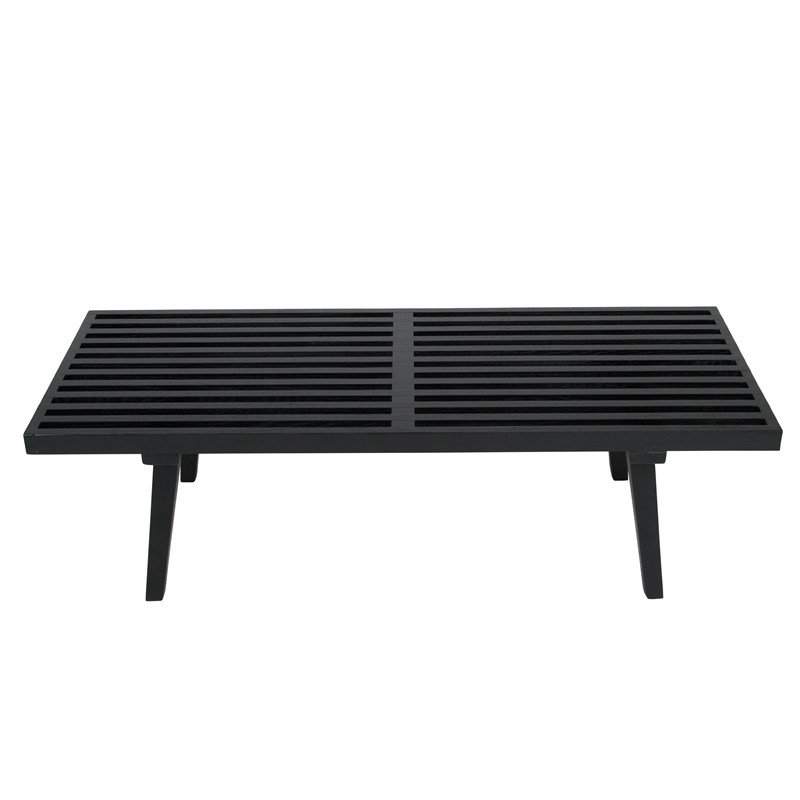Allora Mid-Century Platform 4' Bench in Black