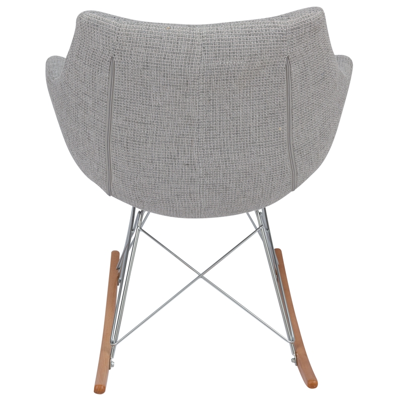 Allora Mid-Century Twill Fabric Eiffel Base Rocking Chair in Gray