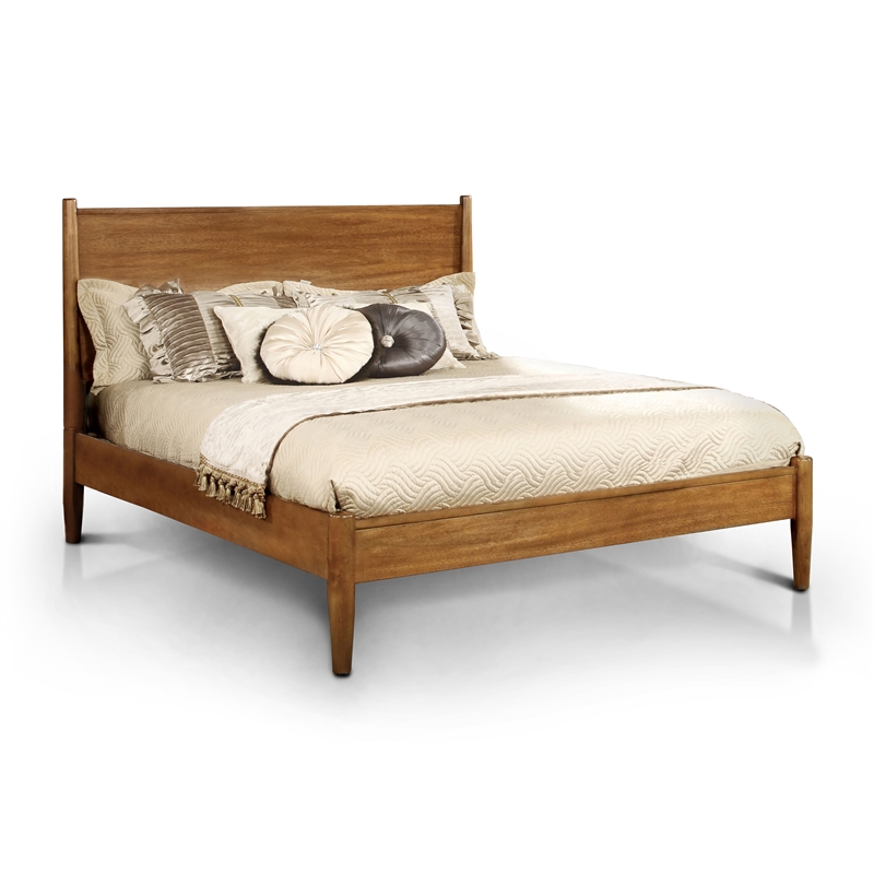 Allora 2pc Mid-Century Wood Bedroom Set - King + Nightstand in Oak
