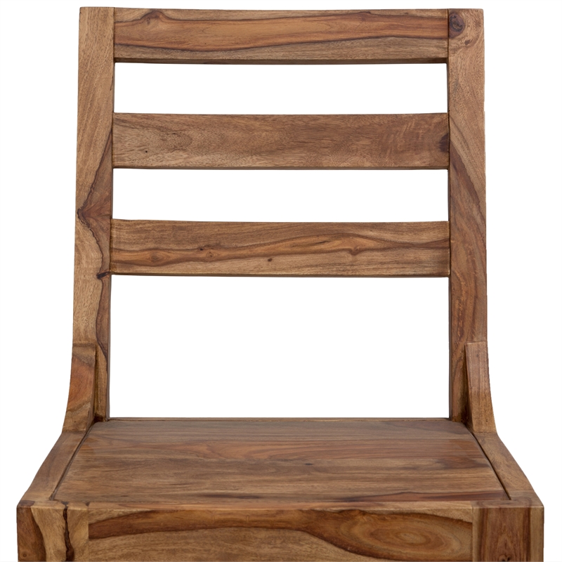 Allora Mid-Century Modern Sheesham Wood Dining Chair in Brown (Set of 2)