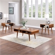 Allora Zebrano Wood Rich Walnut Coffee Table Set Rectangular Contemporary Assembly Required