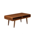 Allora Zebrano Wood Rich Walnut Coffee Table Set Rectangular Contemporary Assembly Required