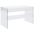 Allora Contemporary 2-Drawer Wood/Glass Writing Desk in Glossy White