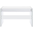 Allora Contemporary 2-Drawer Wood/Glass Writing Desk in Glossy White