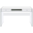 Allora Contemporary 2-Drawer Wood/Glass Writing Desk in Glossy White