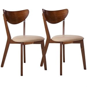 Allora Curved Back Dining Side Chair in Tan and Chestnut