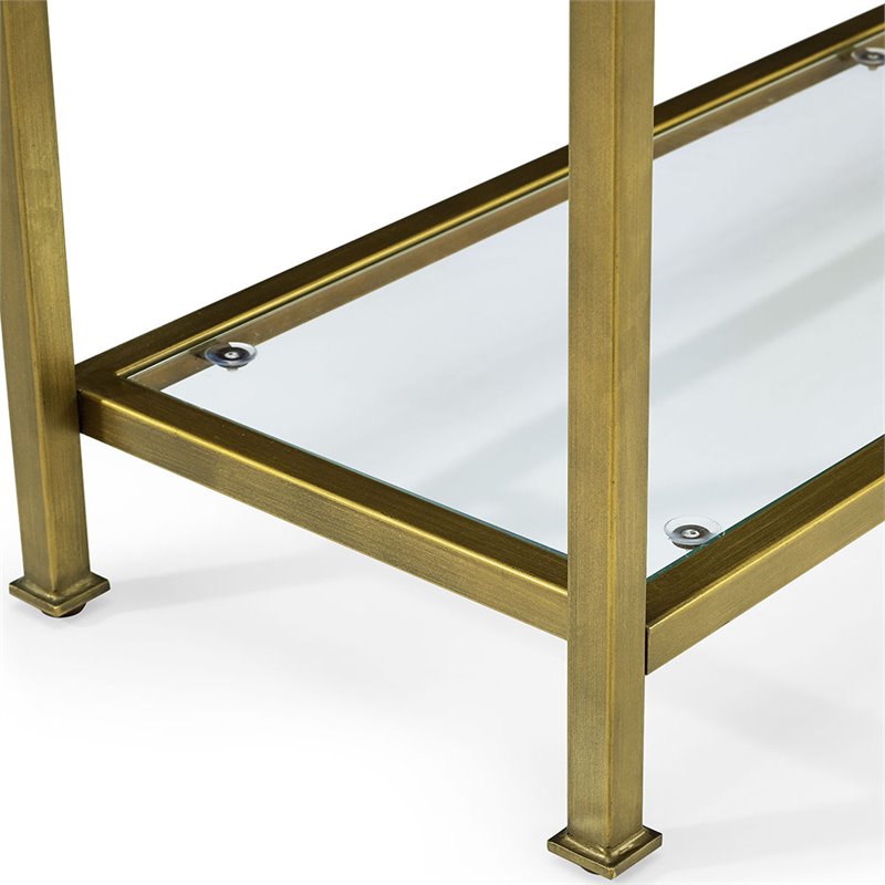 Allora Tempered Glass Clear/Gold Console Table Rectangular Art Deco 43