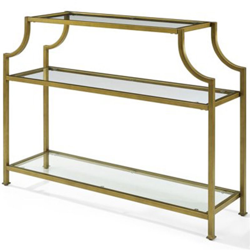 Allora Tempered Glass Clear/Gold Console Table Rectangular Art Deco 43