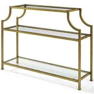 Allora Tempered Glass Clear/Gold Console Table Rectangular Art Deco 43&quotW x 12&quotD Unassembled