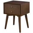 Allora 1-Drawer Mid-Century Wood Nightstand in Mahogany/Bronze