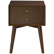 Allora 1-Drawer Mid-Century Wood Nightstand in Mahogany/Bronze