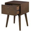 Allora 1-Drawer Mid-Century Wood Nightstand in Mahogany/Bronze