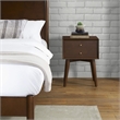 Allora 1-Drawer Mid-Century Wood Nightstand in Mahogany/Bronze