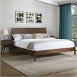 Allora Mid-Century Wood King Panel Platform Bed in Mahogany/Natural